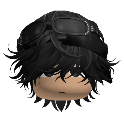 Messy Emo Black Hair W/ Y2k Cap & Side Glare