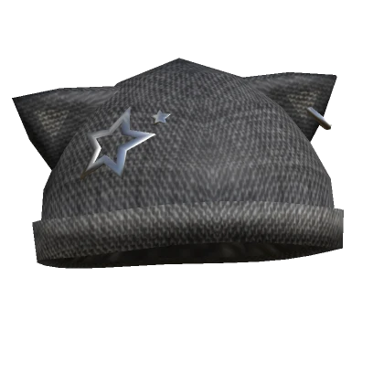 Y2K Grunge Kitty Beanie Gray