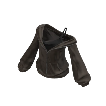 Off Shoulder Oversized Hoodie Brown