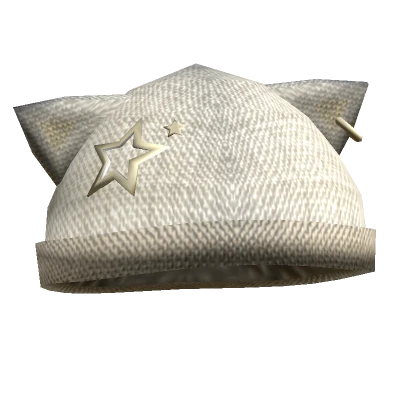 Y2K Grunge Kitty Beanie in White 