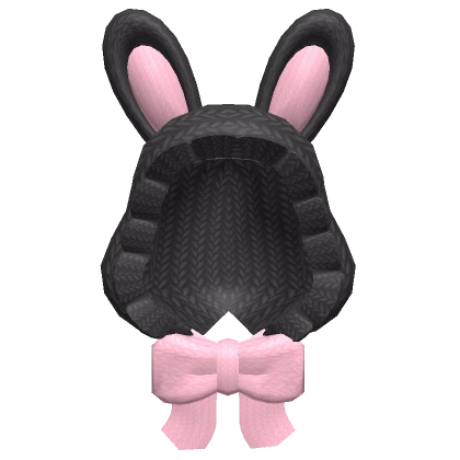 Aesthetic Knitted Bunny Hood in Black