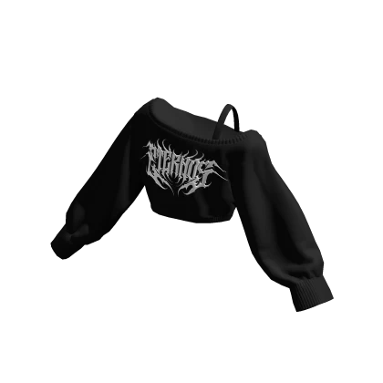 Eternos Black Y2K Off Shoulder Shirt Cropped