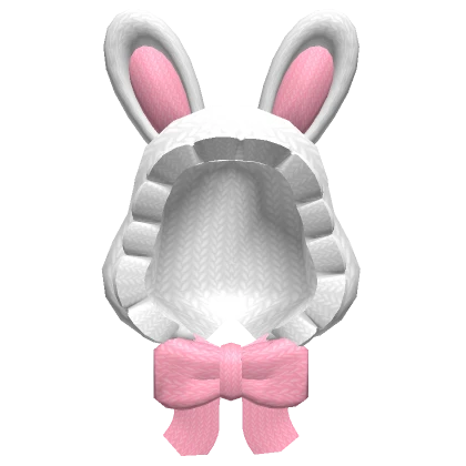 Aesthetic Knitted Bunny Hood in White