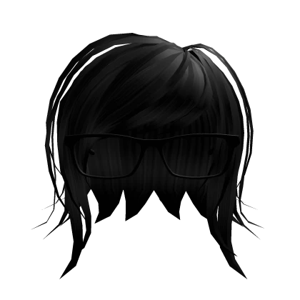 Short 2000s Twee Nerdy Glasses Hair Black