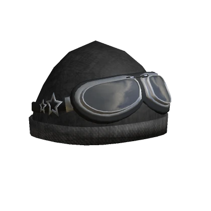 Y2K Grunge Beanie w/ Raised Goggles on Head Black