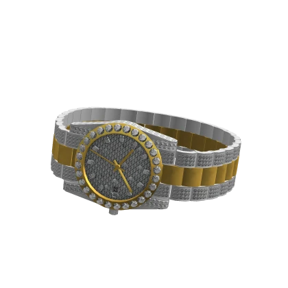 Silver & Gold Iced Diamond Watch