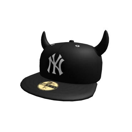 NYC Black Fitted Hat with Horns 