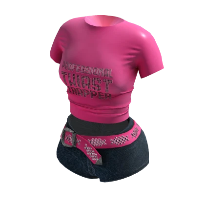 Pink Baddie Shirrt and Black Shorts 