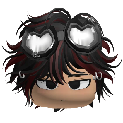 Anime Messy Boy Hair w/ Punk Goggles (Black&Red)