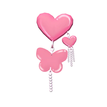 Butterfly Heart Hair Clip Pink