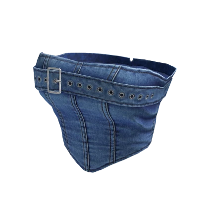 BB Blue Denim Cropped Corset w/ Belt  