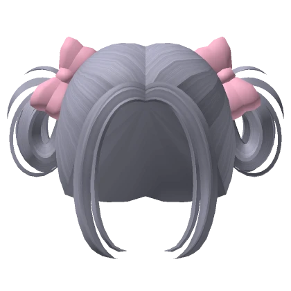 Grey Fairy Pigtails with Pink Bows