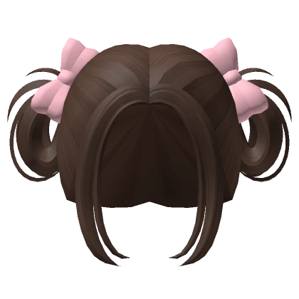 Brown Fairy Pigtails with Pink Bows