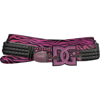 Y2K Scene Rhinestone Black Pink Zebra McBling Belt