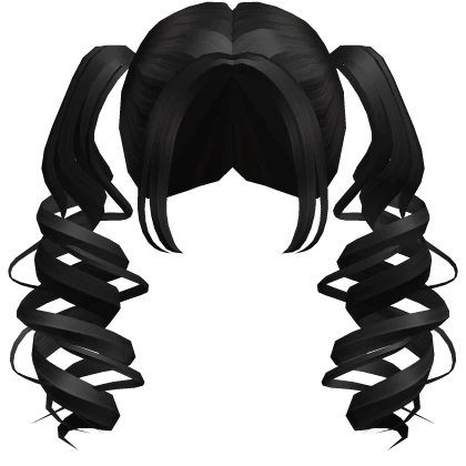 Swirly Anime Curly Pigtails Black