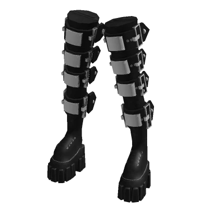 Cyber Goth Black Silver Platforms