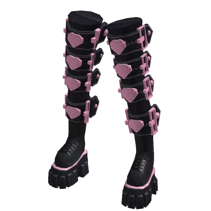 Cyber Goth Pink Heart Platforms