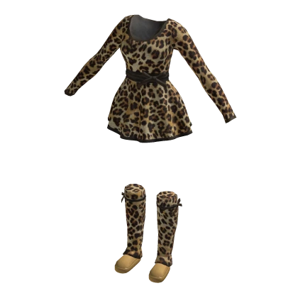 🖤 Cute Gyrau Leopard Print Dress and Socks