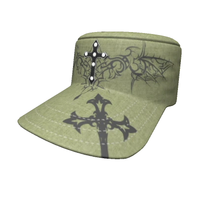 ╬ Gothic Raven Wing Grey Cap