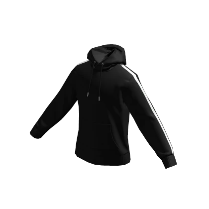 White Striped Sleeve Black Hoodie