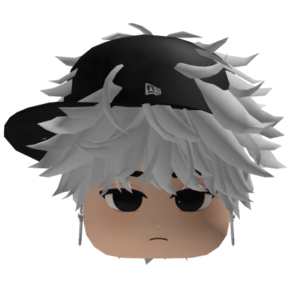 White Messy Emo Hair w/ Y2K Cap & Cute Boy Face