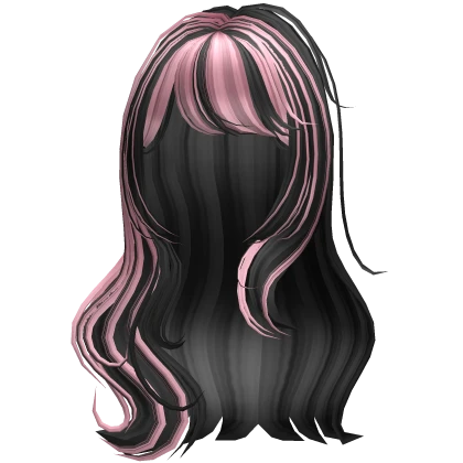 ♡ elegant long wavy hair (striped black n pink)