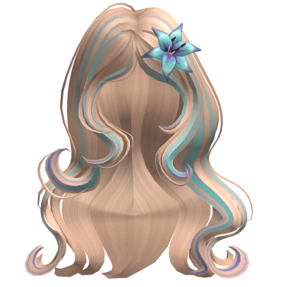 ♡ tropical summer girl with blue flower in blonde