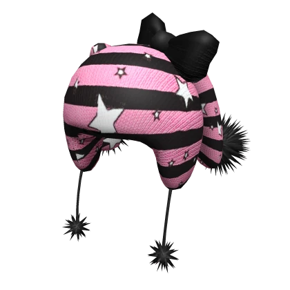 Pink Black Stripes Y2k Star Beanie