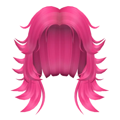 Short Base Wolfcut Hair in Hot Pink