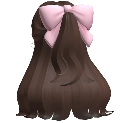 Preppy Wavy Hair w/ Bow & Earrings (Brown)