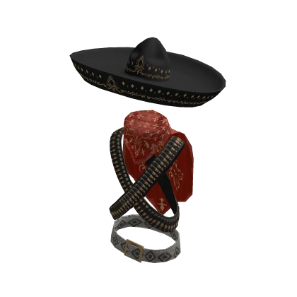 Cyber Charro 5 de Mayo Mexican white Belt and Hat