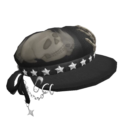 Y2k Punk Skelly Beret (Black)