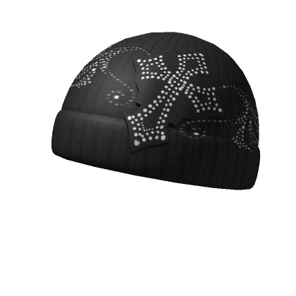 Y2K Black Rhinestone Cross Beanie 