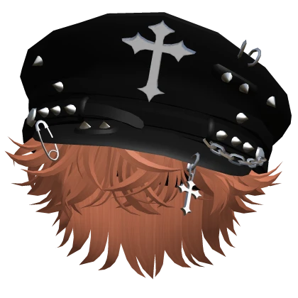 Wavy Messy Hair w Y2K Cap (Ginger)