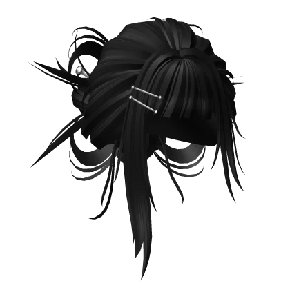 Anime Black Messy Hair Bun