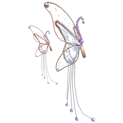 Amethyst Rose Gold Fairy Elf Butterfly Hair Clips