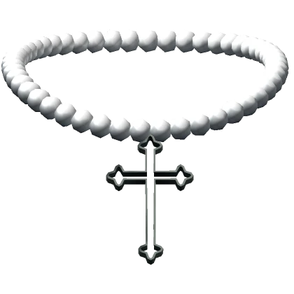 Y2K Chrome Pearl Cross Necklace