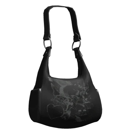 Y2K Black Skull Love Left Shoulder Bag