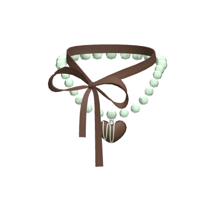  ꒰♡꒱ : mori kei ribbon pearl mint choco necklace
