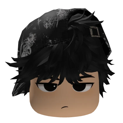 Emo Hat With Black Hair And Face v2