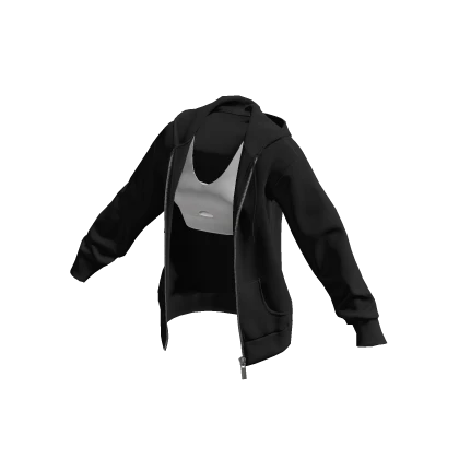 White Crop Top with Black Hoodie 🫐