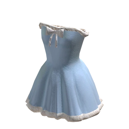Festive Blue Christmas Dress With Bow