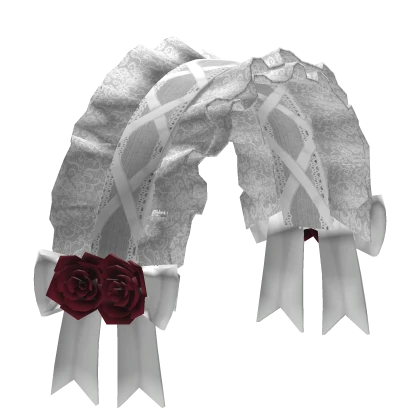 † white gothic red rose lace victorian headdress