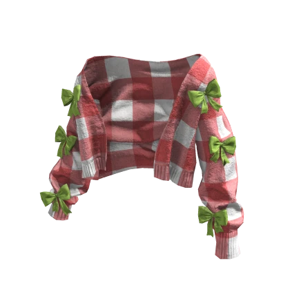 BB Red Gingham Igari Off Shoulder Sweater