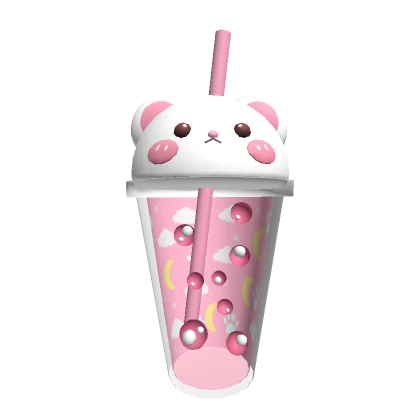 Cute White Pink Bear Boba