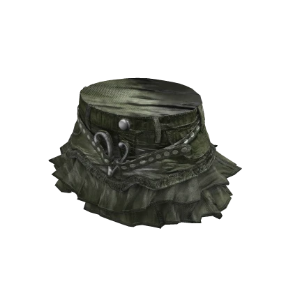 2000's Ruffled Denim Mini Skirt in Green Camo