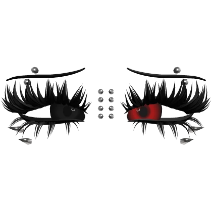 ♡ emo lashes w piercings (red/black)