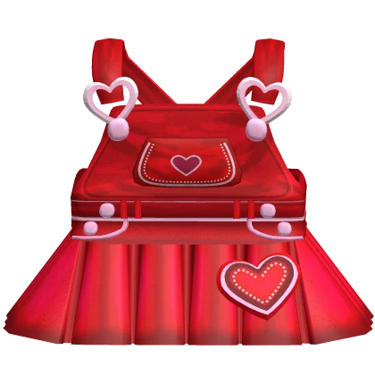 ♡ : cute valentines red ruffled denim overalls