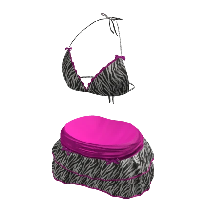 y2k Bikini skirt pink zebra