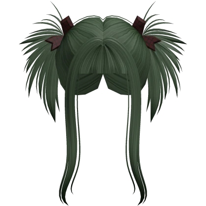 Punk Edgy Messy Pigtails with Bows (Green)